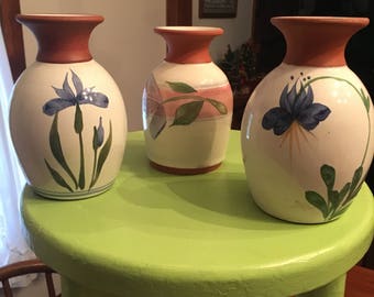 Three Emerson Creek Pottery Bud Vases