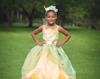 Tiana Dress / Disney Princess Dress Princess and the frog Costume / Ball gown style for toddler, child, girl, baby