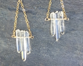 Gold Crystal Spike Earrings
