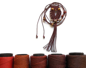 Maroon Macrame Owl Pendant Necklace