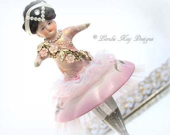 Tiny Dancer Art Doll Ballerina Dancer Doll Decoration Pink FlowersLorelie Kay Original
