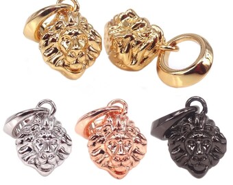 Gold Rose Gold Silver Antique silver lion charm pendant,animal charm pendant lion head bead,Zoo,Tiger Pendant,Metallic Lion Peadant Beads