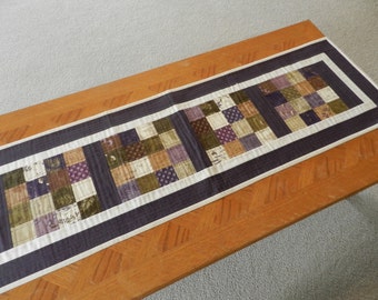 Plum table runner, plum dresser scarf, quilted table runner, spring table runner, fabric table runner, patchwork table runner Item #379