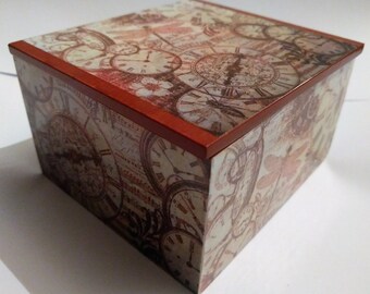 Steam Punk Trinket Box - Steam Punk Jewelery Box - Decoupage Trinket Box