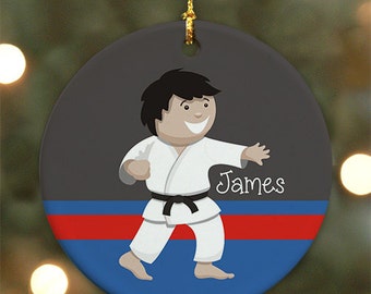 Personalized Karate Boy Ornament (Male version) - Personalized with Name