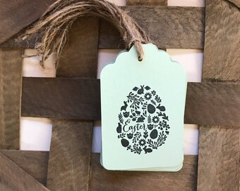 Easter paper tags easter favor tags handstamped tags easter package tags