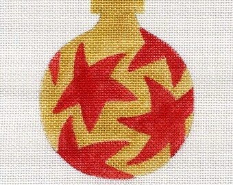 Red stars/gold background Needlepoint Ornament - Jody Designs B7B