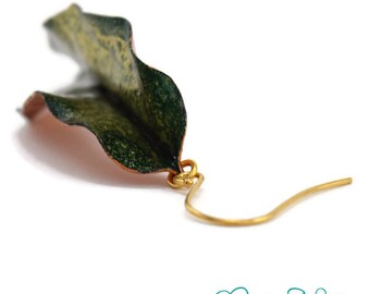 Dark Green Leaves Earrings, Dark green Leaf Earrings, Forest Green Leaves Earrings, Forest Green Earrings, Large Green Earrings