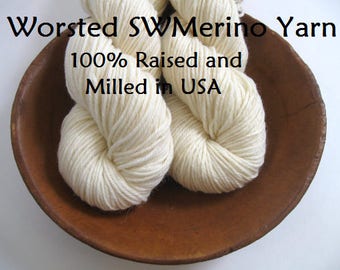 Undyed Worsted Yarn 100% Superwash Merino 4 ply Ecru Fiber Knitting Dyeing