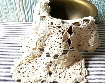 Vintage Hand Crochet Cotton Doily, Shabby Cottage, Arts Crafts Collage Project, Vintage Ephemera, Crochet Doily