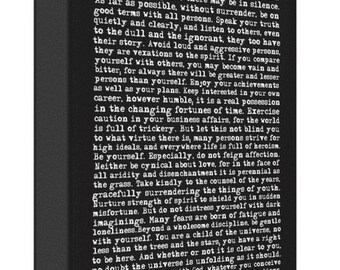 Desiderata By Max Ehrmann Poem Canvas Print # 2 Black Version