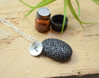 Personalized Lava Necklace, Essential Oil Necklace, Oil Diffuser Necklace, Lava Necklace, Diffuser Necklace, Lava, Rose Gold