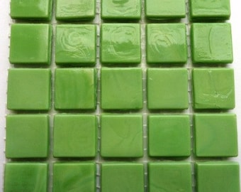 15mm (3/5") Lime Kiwi Green Opaque Glass Mosaic Tiles//Mosaic Supplies//Mosaic Pieces//Crafts
