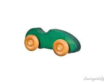 Wooden Toy Cars –Natural & Organic Wooden Toy Car for Toddlers, Kids, Children, Hardwood Wooden Toy Sports Car, Toy Cars, Maple Wood-Green