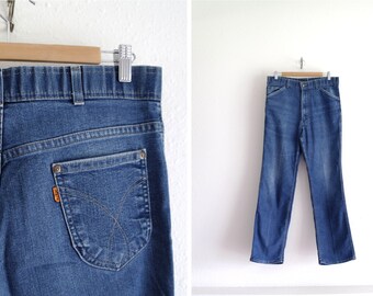 Vintage Levis Jeans – Orange Tab Levis – 1970s Levis Denim Pants – Mens Jeans – Skosh More Room Levis - 33x31
