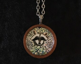 Raccoon Rosewood Pendant Necklace