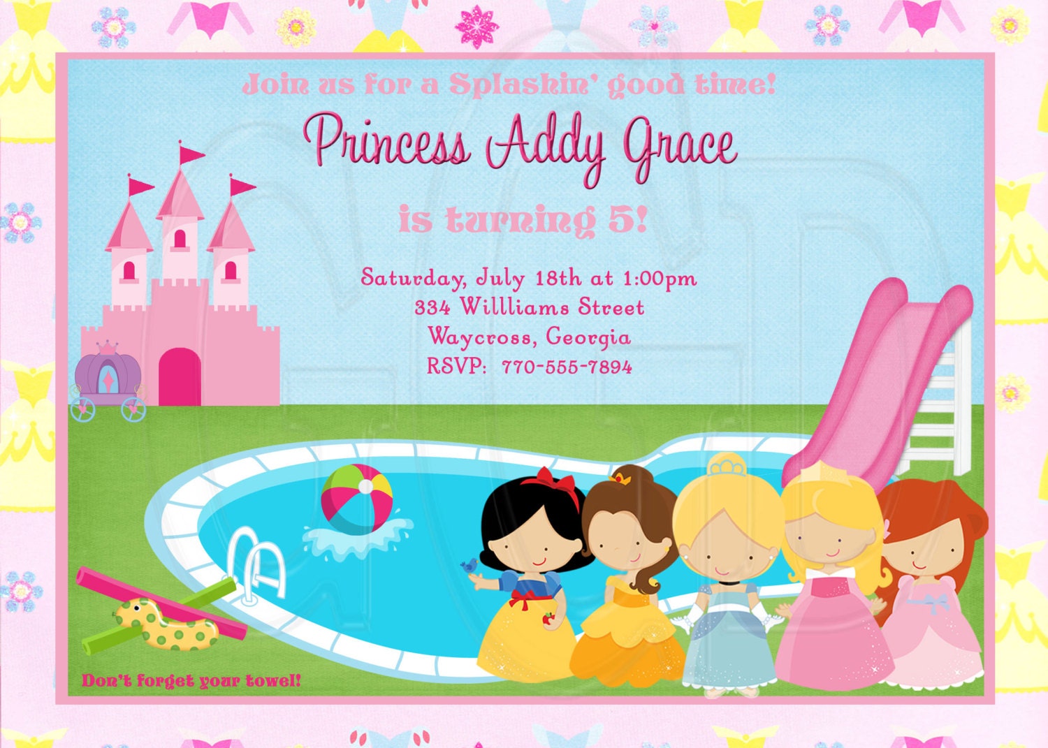 disney princess birthday party invitations