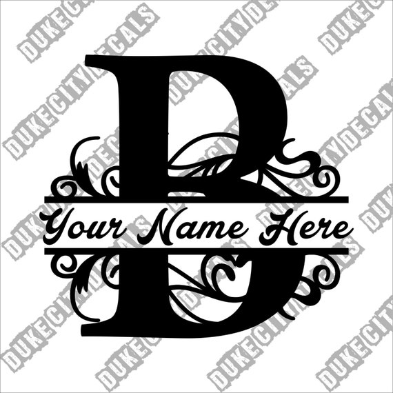 Letter B Floral Initial Monogram Family Name Vinyl Decal