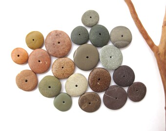Rock Donut Beads Drilled Stone Spacers Beach Stone Beads Mediterranean Natural Stone Beads Diy Jewelry Pairs FAIRY WHEELS 13-21 mm