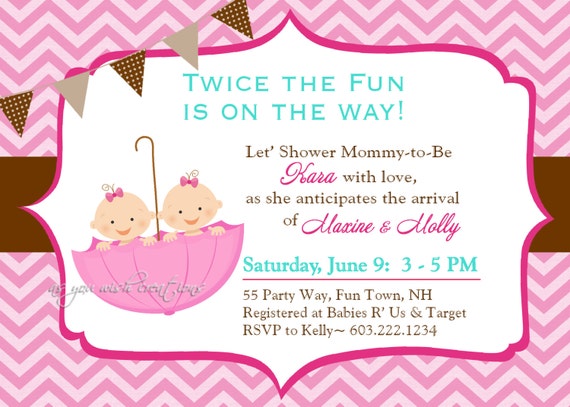 Twin Baby Shower Invitations Templates Free 1