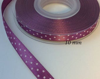 10 mm Amethyst shiny dots satin ribbon