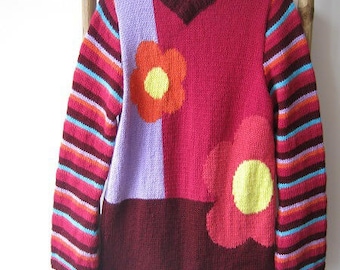 Flowers and stripes sweater