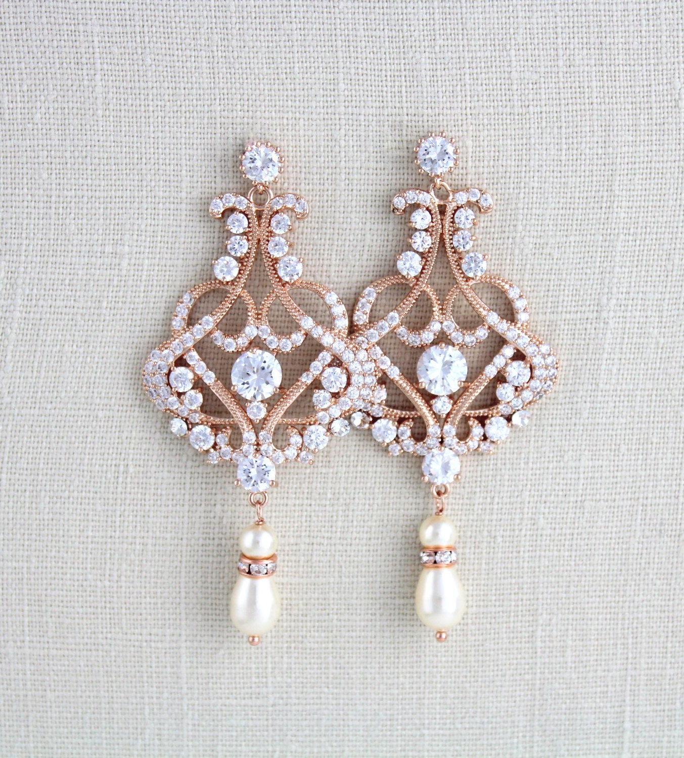 Rose Gold Chandelier earrings Rose Gold Bridal earrings