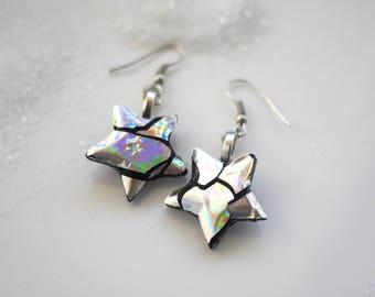 Star earrings / holographic jewelry