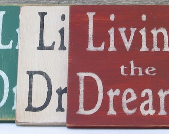 Download Livin' the Dream Home Living Rustic Wall Art Plaque Wooden