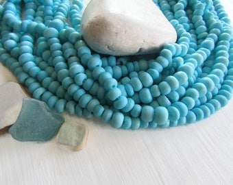 turquoise blue rondelle bone beads, size and shape variation, natural Irregular look , ethnic boho style, 7mm to 10mm dia (30 beads) 6DB9-2