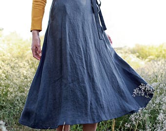 Long Linen Wrap Skirt, Maxi Linen Skirt, Maxi Wrap Skirt, Linen Wrap Skirt, Linen Maxi Skirt, Charcoal Linen Skirt, Long Linen Skirt
