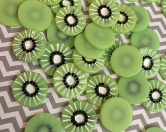 12pc Micro Miniature Kiwi Resin Flatback, Fruit