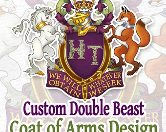 CUSTOM Double Beast Coat of Arms / Heraldry for Couples or Family