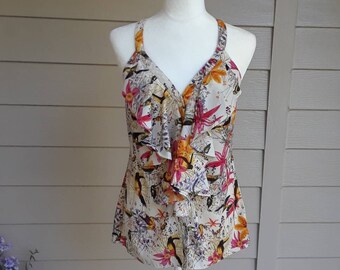 Silk Bird And Floral Blouse