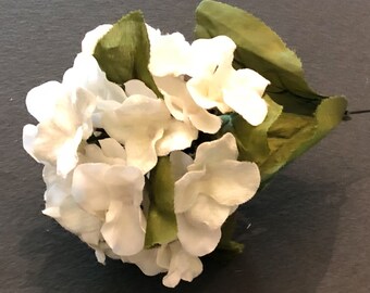 1 Large White Velvet Hydrangea Stem