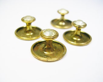 Vintage Tuxedo Studs Set of 4 Shirt Buttons inlaid clear Rhinestones Mid Century Formal Wear Wedding Jewelry Suit Wear tuxedo Accessory