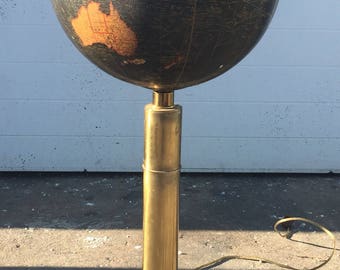 Vintage Brass and Glass Globe Table Lamp