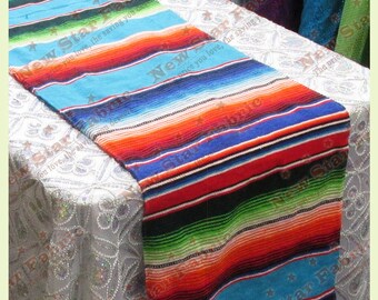 Serape Table Runner - Mexican Table Runner - Saltillo Serape - For Wedding & Parties 13" X 77" Turquoise