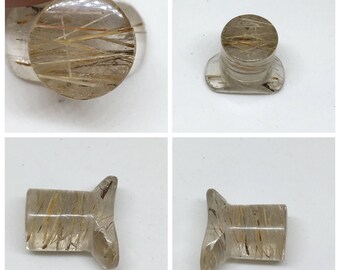 00g Plugs 10mm Rutilated Quartz Stone Labret Stone Plugs Handmade Jewelry Body Jewelry Gauges Healing Stone Labret Jewelry Labret Stud