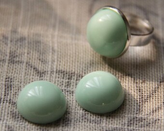 6pcs of resin sparkle high dome 18mm round RC0997-opaque mint