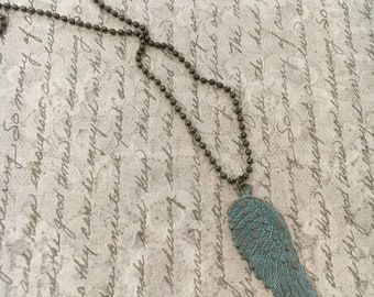 Turquoise Feather Necklace