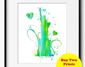 Statue Of Liberty Watercolor Art Print (129) Lady Liberty New York City