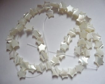 Bead, Mother-of-Pearl Shell (Bleached), White, 7x7mm star, Mohs hardness 3-1/2, Pack Of 10 beads.