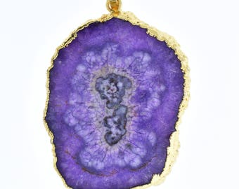 Agate pendant gold leaf borders, varied sizes shapes, sold by each