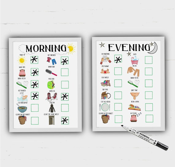 kid 39 s routine charts morning and evening print at home kid daily schedule template