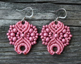 Micro-Macrame Earrings - Pink
