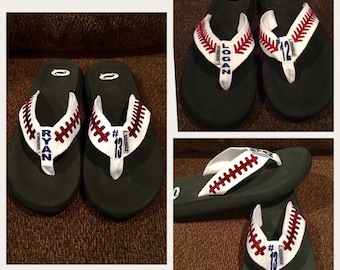 Baseball Flip Flops, Football flip flops, Baseball, baseball sandals,baseball mom, flip flops, sandals, football mom, football