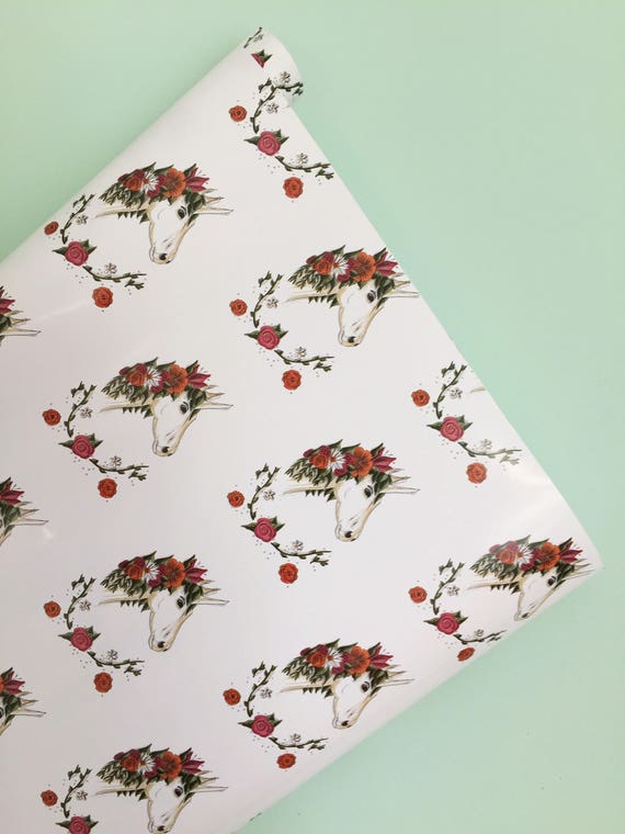 unicorn wrapping paper sheet matching tag available