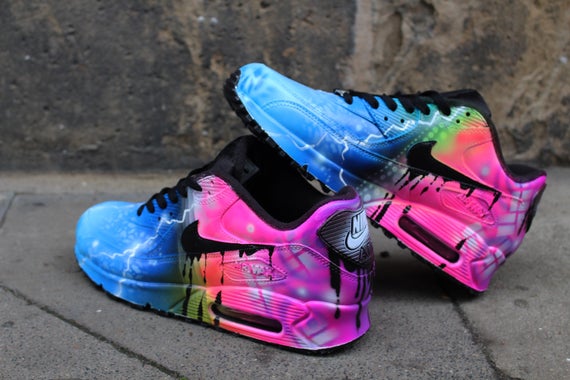 Custom painted Airbrush Nike Air Max 90 Blue meets Custom painted Airbrush Nike Air Max 90 Blue meets