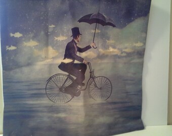 Reduced. Bike, man, birds pillow case
